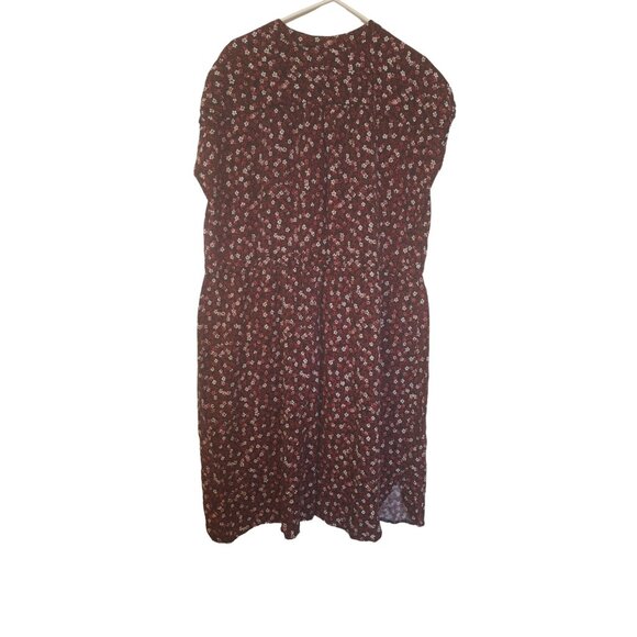 Sandra Darren Womens Dres Plus 22W Burgundy Floral Rayon Lightweight Cottagecore - Picture 2 of 7